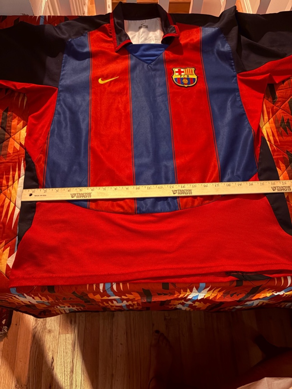 Nike Old School Navy Blue, Red, Yellow, Ronaldinho Soccer Jersey - Picture 9 of 11